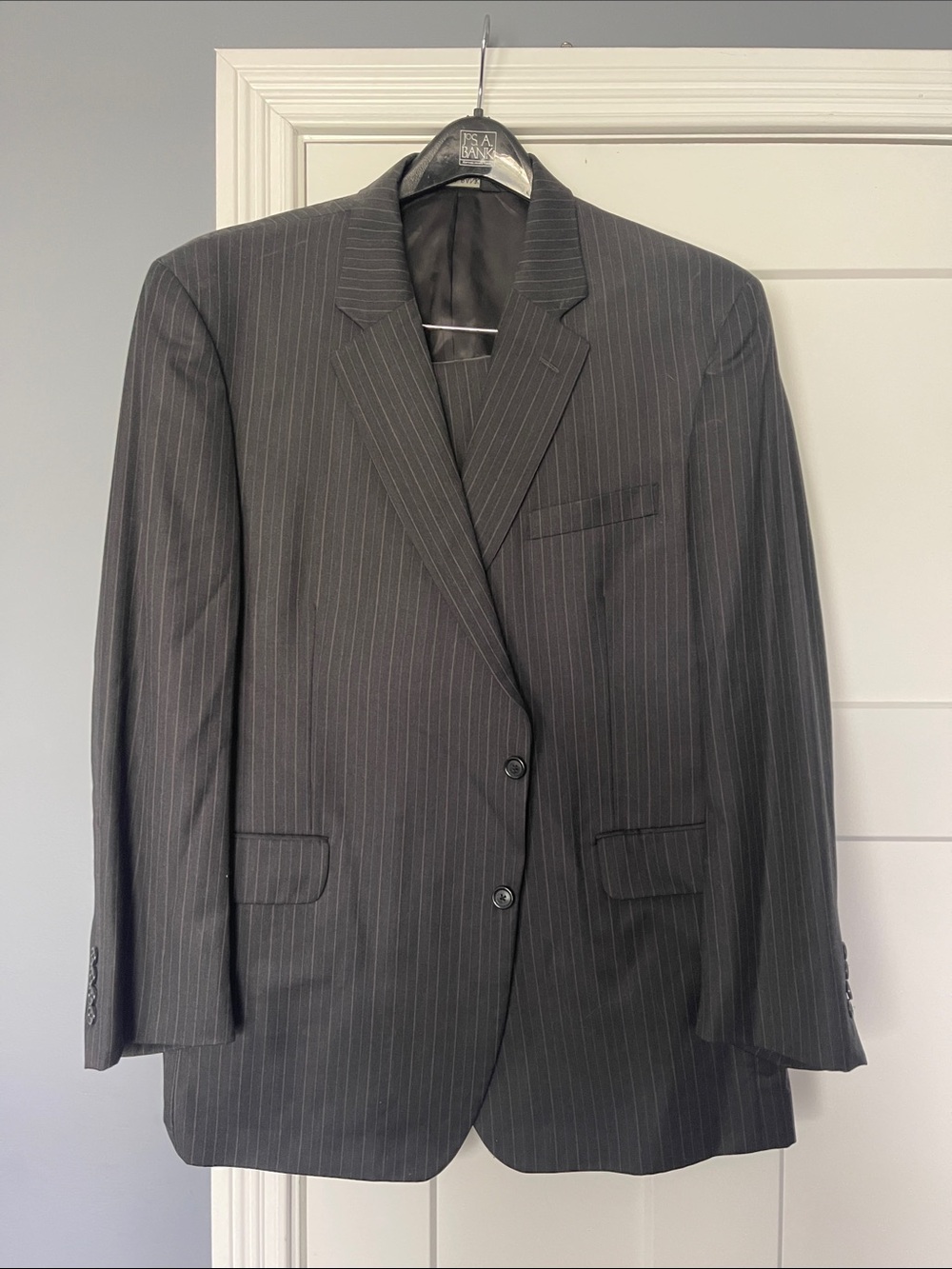 Jos. A. Bank Men's Black Pinstripe Two-Button Suit